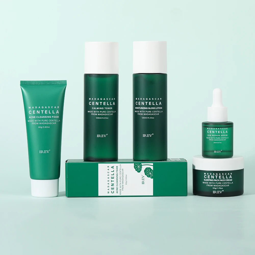MADAGASCAR CENTELLA | Routine complète de soins - Nettoyant, crème essence Sakura, sérum hydratant et anti-âge