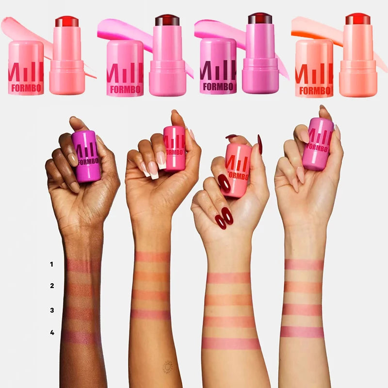 MILK FORMULA | Stick 3-en-1 blush en gelée | Stick joues hydratant | gloss lèvres et maquillage