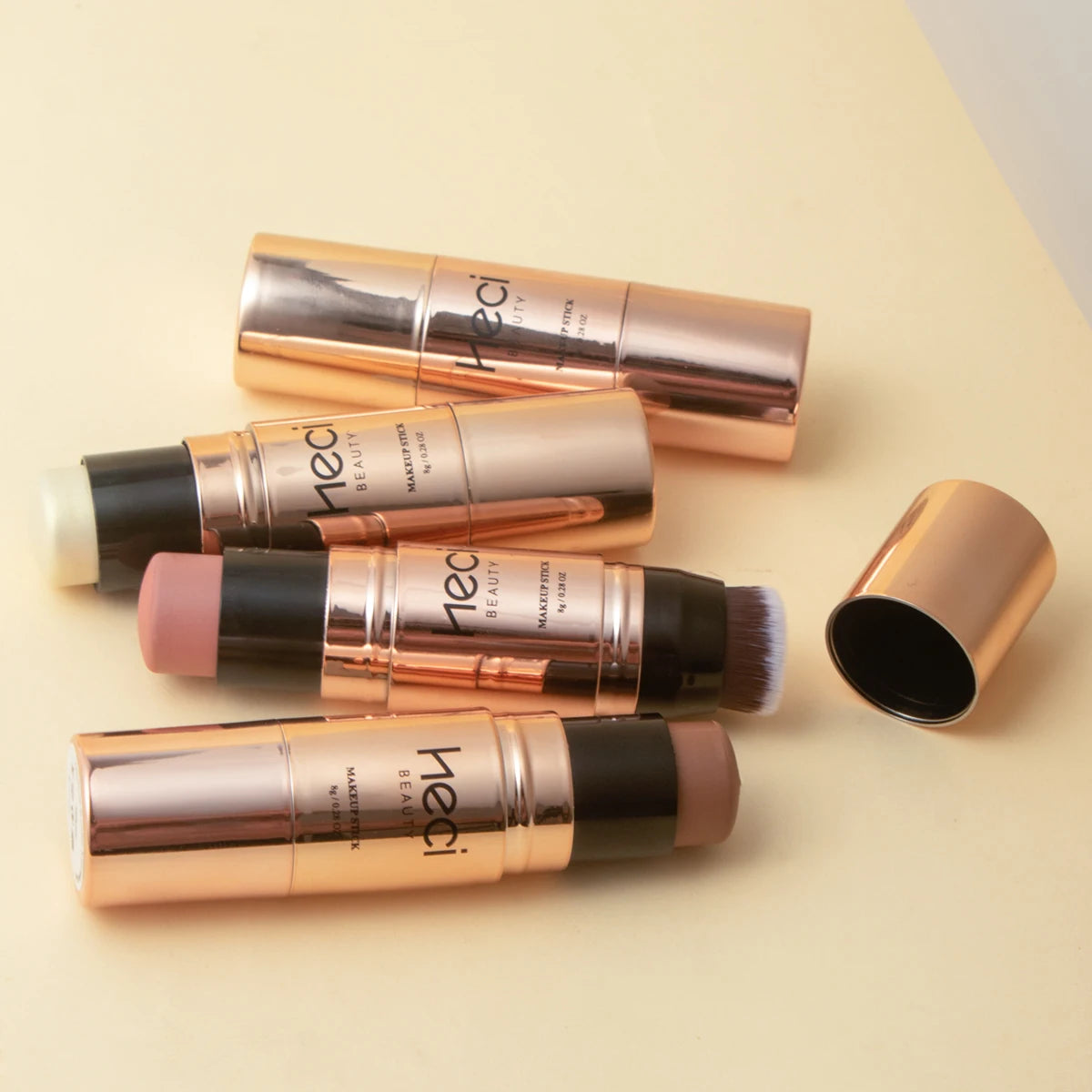 HECI BEAUTY | Duo Stick Blush + Bronzer Contour - Maquillage crème mat longue tenue pour lèvres et joues