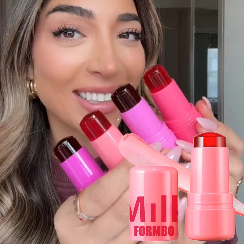 MILK FORMULA | Stick 3-en-1 blush en gelée | Stick joues hydratant | gloss lèvres et maquillage