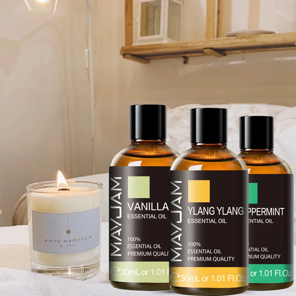 MAYJAM | Huile essentielle naturelle, 30ml - Encens, bois de santal, ylang-ylang pour diffuseur et bougies parfumées