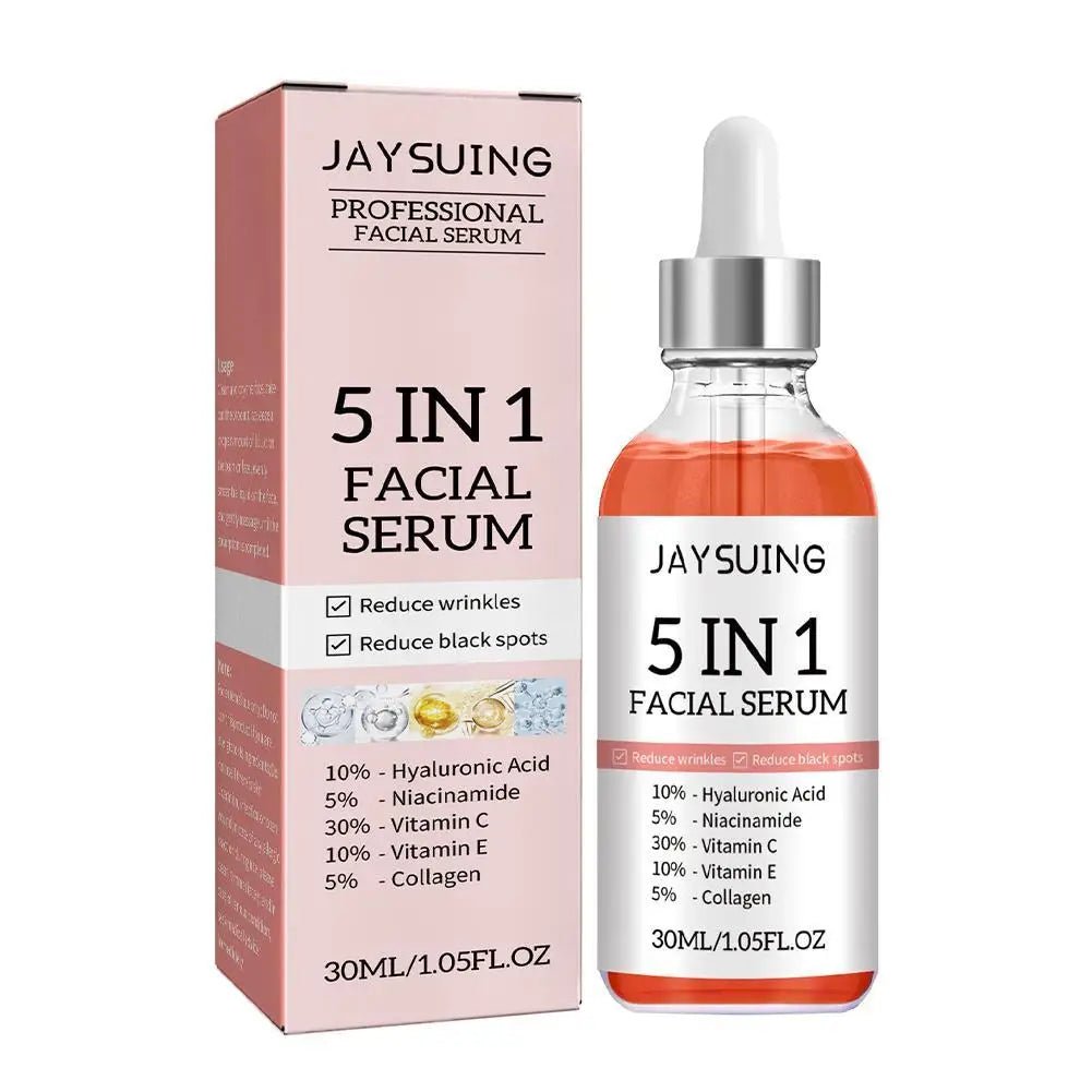 JAYSUING | Sérum visage 5 - en - 1: réduction des ridules, raffermissement, hydratation et éclat avec vitamine C et acide hyaluronique - A fleur de peaux