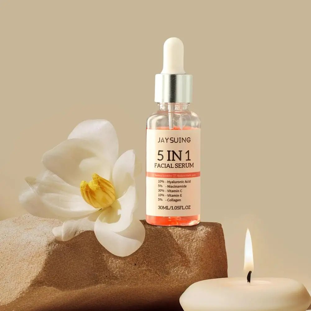 JAYSUING | Sérum visage 5 - en - 1: réduction des ridules, raffermissement, hydratation et éclat avec vitamine C et acide hyaluronique - A fleur de peaux