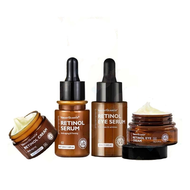 VIBRANT GLAMOUR | Ensemble perfecteur de teint au rétinol: crème visage, sérum visage, sérum yeux, crème yeux - A fleur de peaux